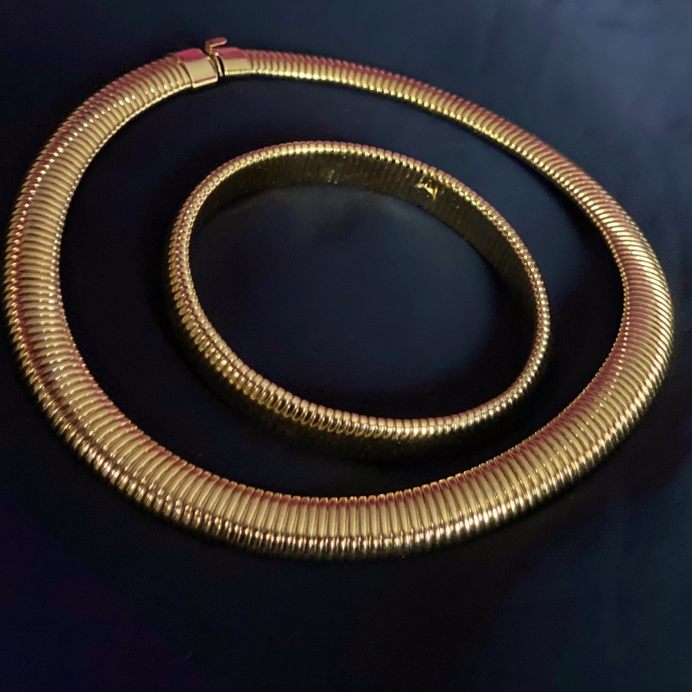 Golden necklace and bracelet